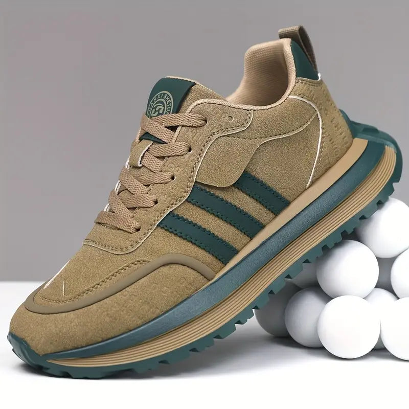 Men’s Lace-Up Sneakers with Layered Design and Textured Sole