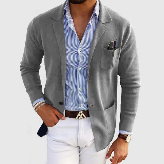 Men’s Open-Front Casual Jacket with Chest Pocket Detail