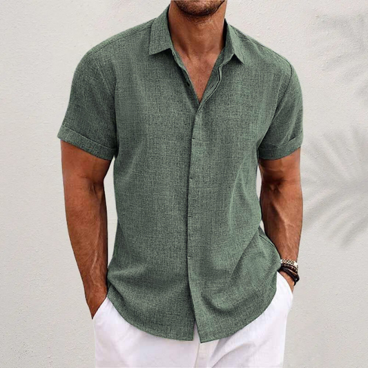 Men’s Short-Sleeved Casual Shirt with Button Closure