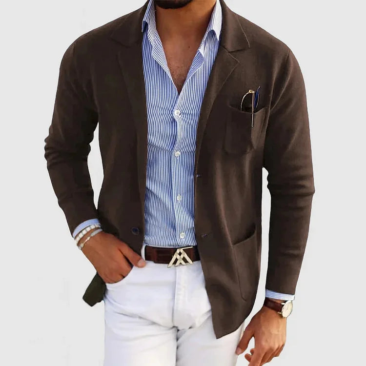 Men’s Open-Front Casual Jacket with Chest Pocket Detail