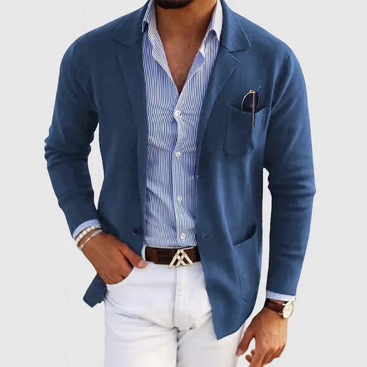Men’s Open-Front Casual Jacket with Chest Pocket Detail