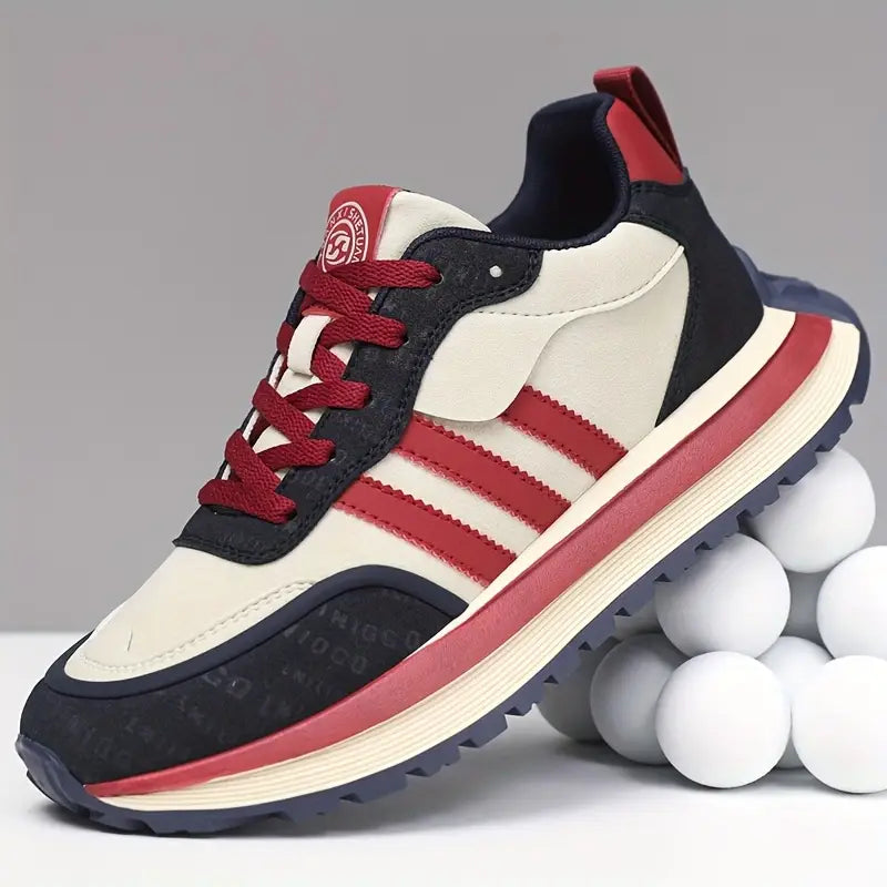 Men’s Lace-Up Sneakers with Layered Design and Textured Sole