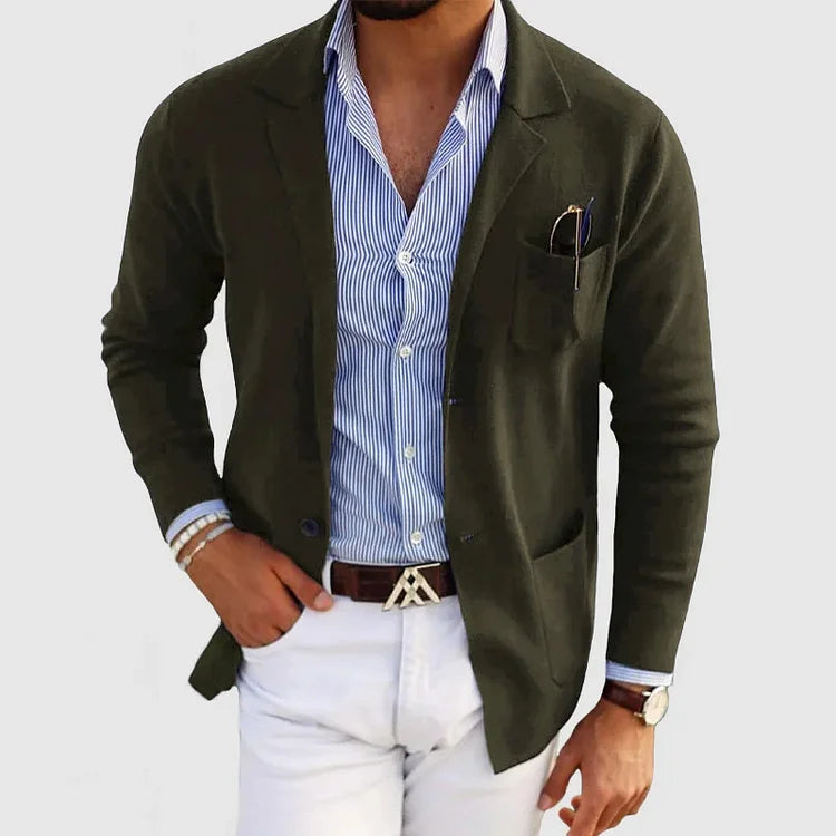 Men’s Open-Front Casual Jacket with Chest Pocket Detail