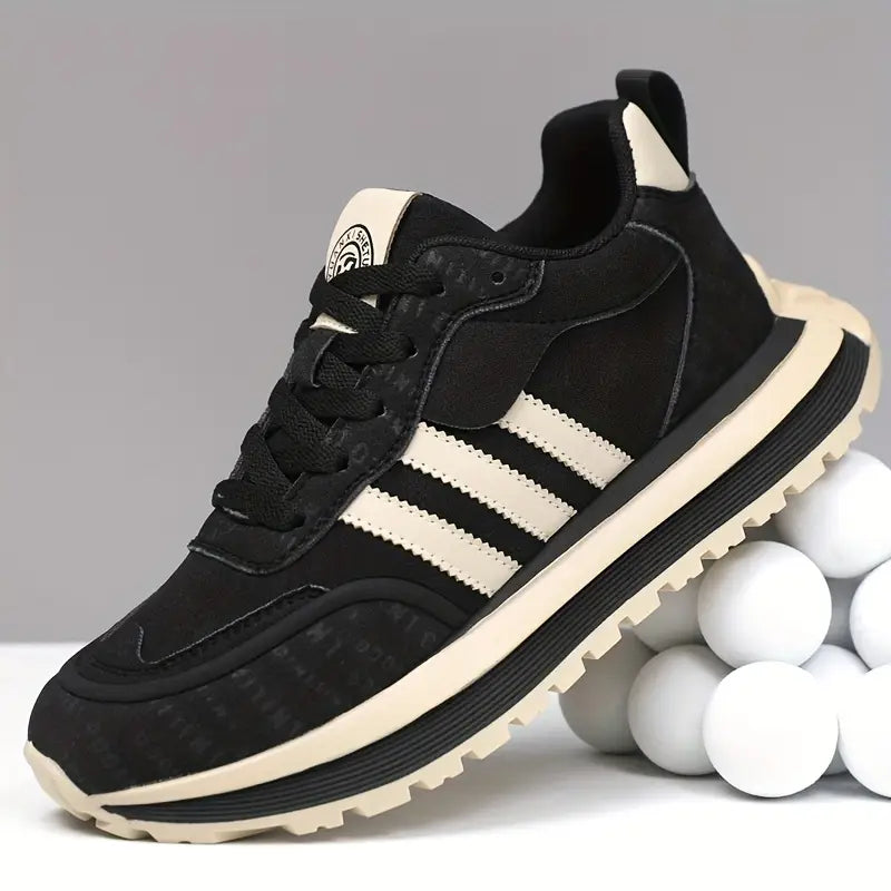 Men’s Lace-Up Sneakers with Layered Design and Textured Sole