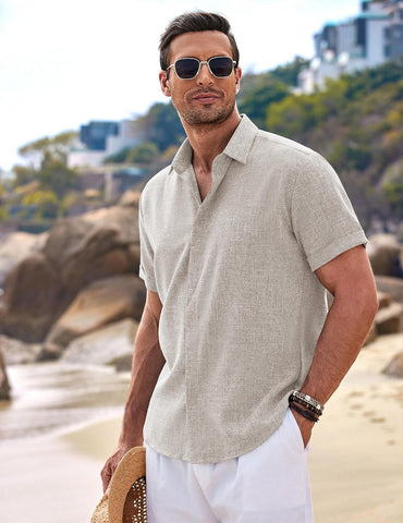 Men’s Short-Sleeved Casual Shirt with Button Closure