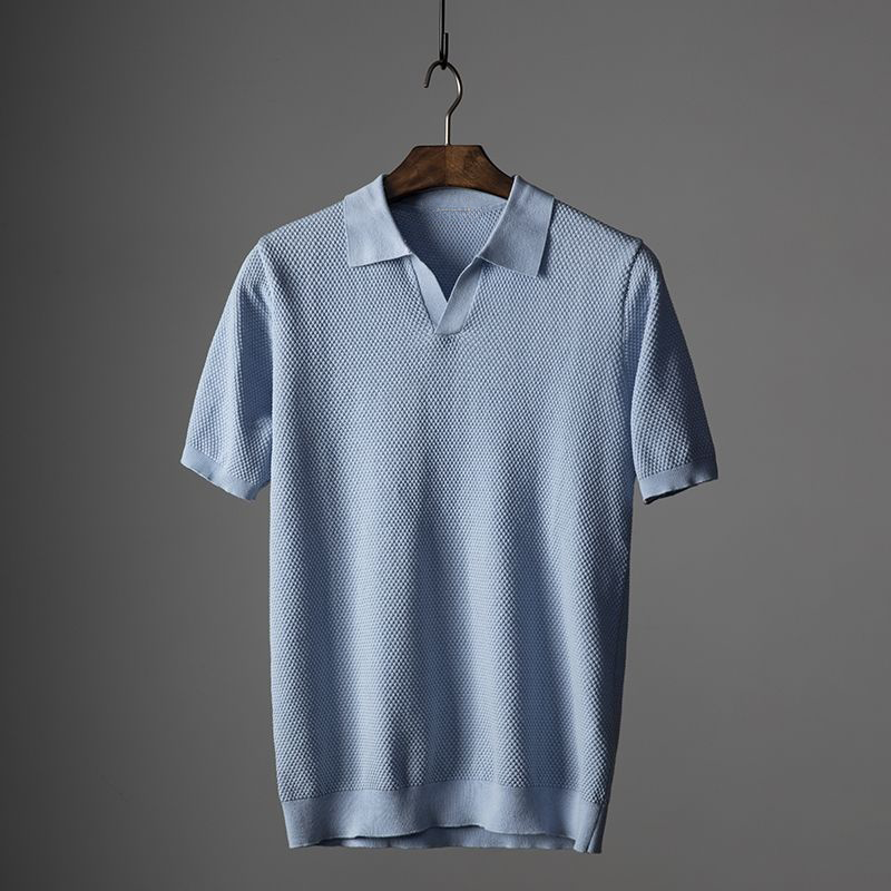 Men’s Short-Sleeved Knit Shirt with Collar