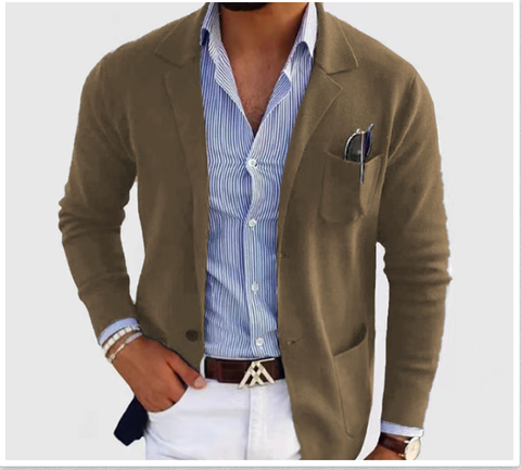 Men’s Open-Front Casual Jacket with Chest Pocket Detail