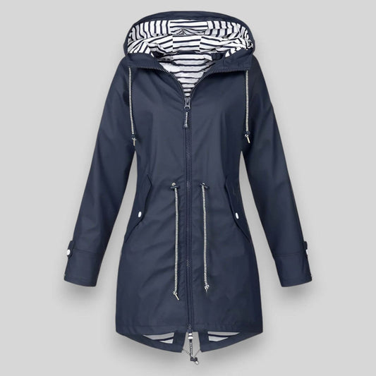 Women’s Hooded Jacket with Drawstring Waist and Zippered Pockets