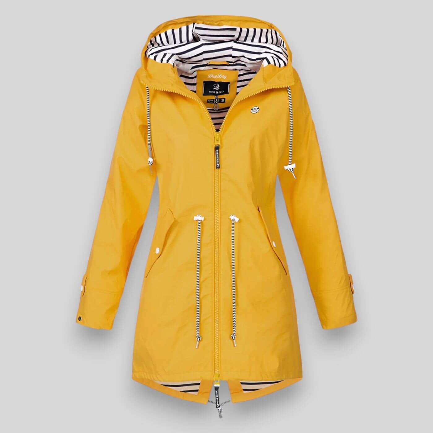 Women’s Hooded Jacket with Drawstring Waist and Zippered Pockets
