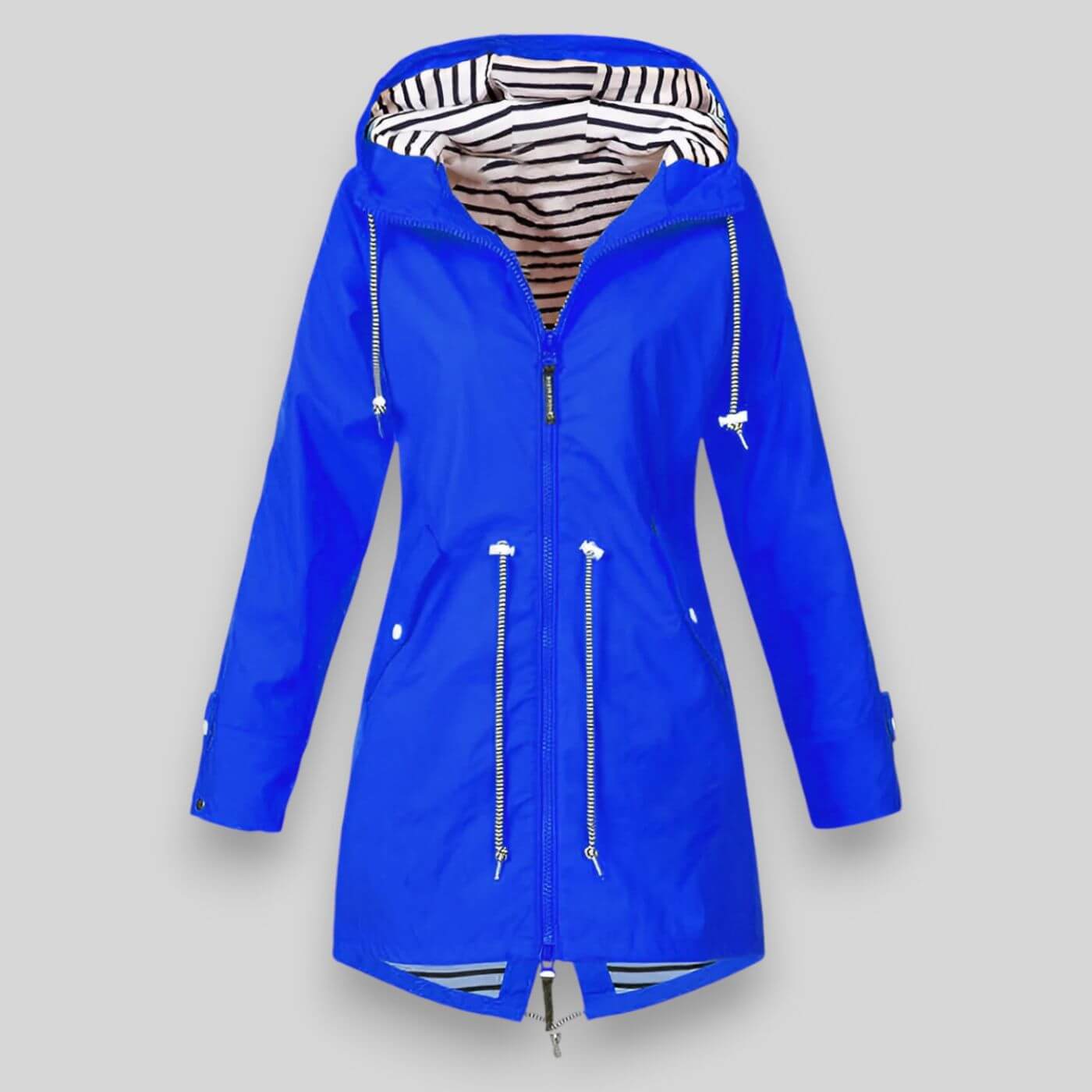 Women’s Hooded Jacket with Drawstring Waist and Zippered Pockets