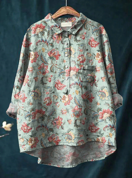 Floral Print Long Sleeve Blouse for Women