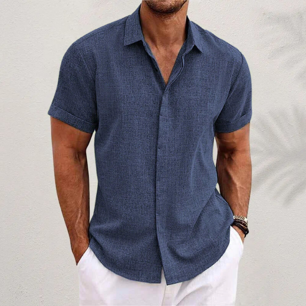 Men’s Short-Sleeved Casual Shirt with Button Closure