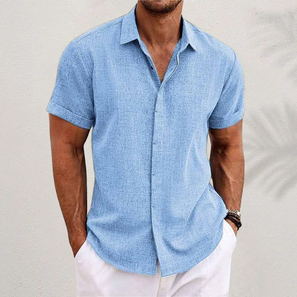 Men’s Short-Sleeved Casual Shirt with Button Closure