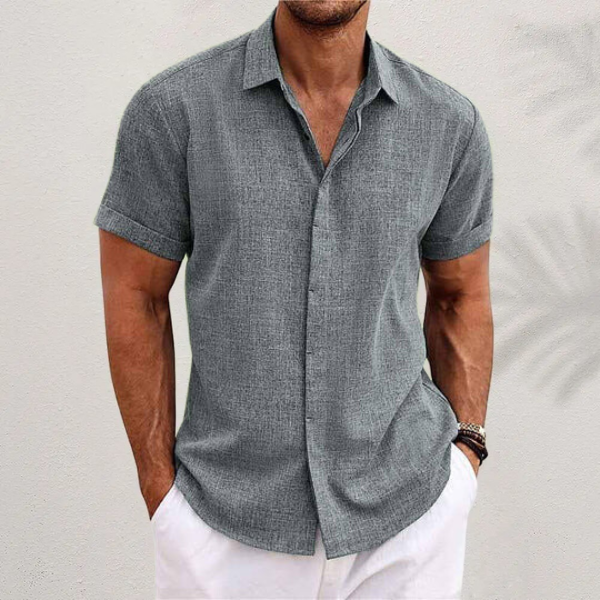 Men’s Short-Sleeved Casual Shirt with Button Closure