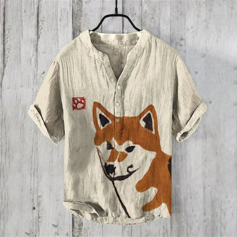 Tropical Print Short Sleeve Shirt for Men