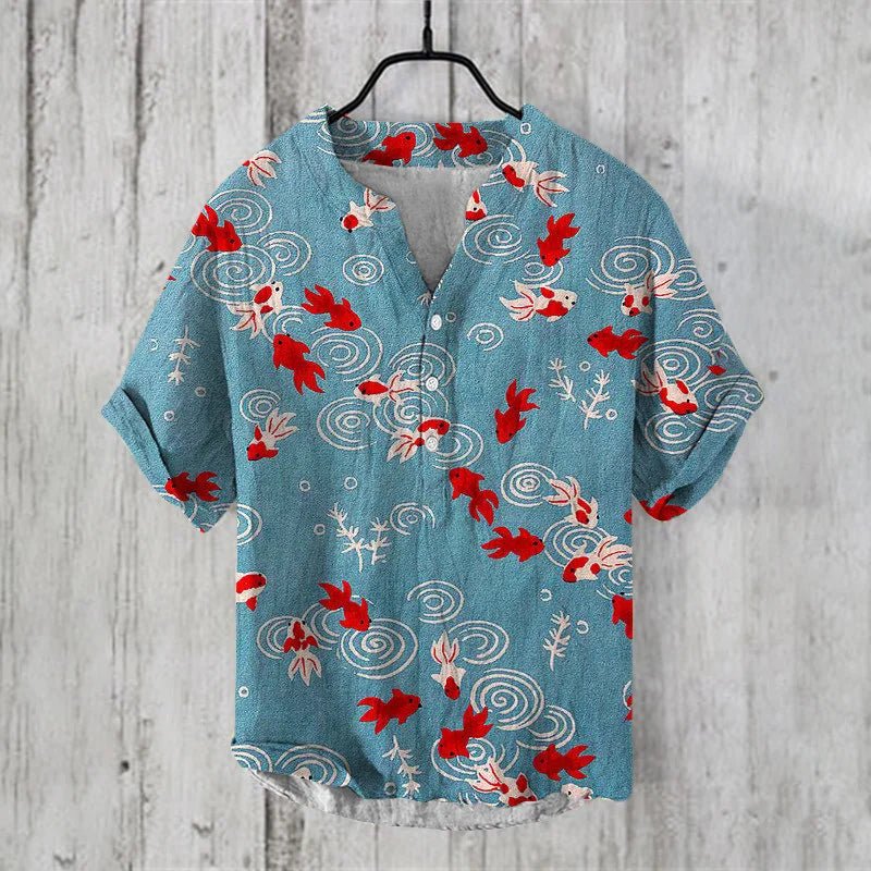 Tropical Print Short Sleeve Shirt for Men
