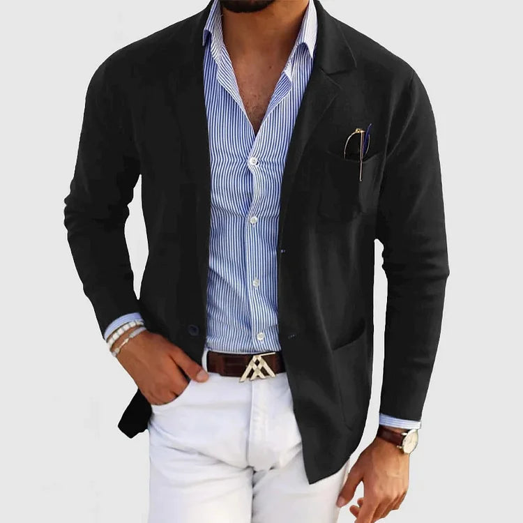 Men’s Open-Front Casual Jacket with Chest Pocket Detail