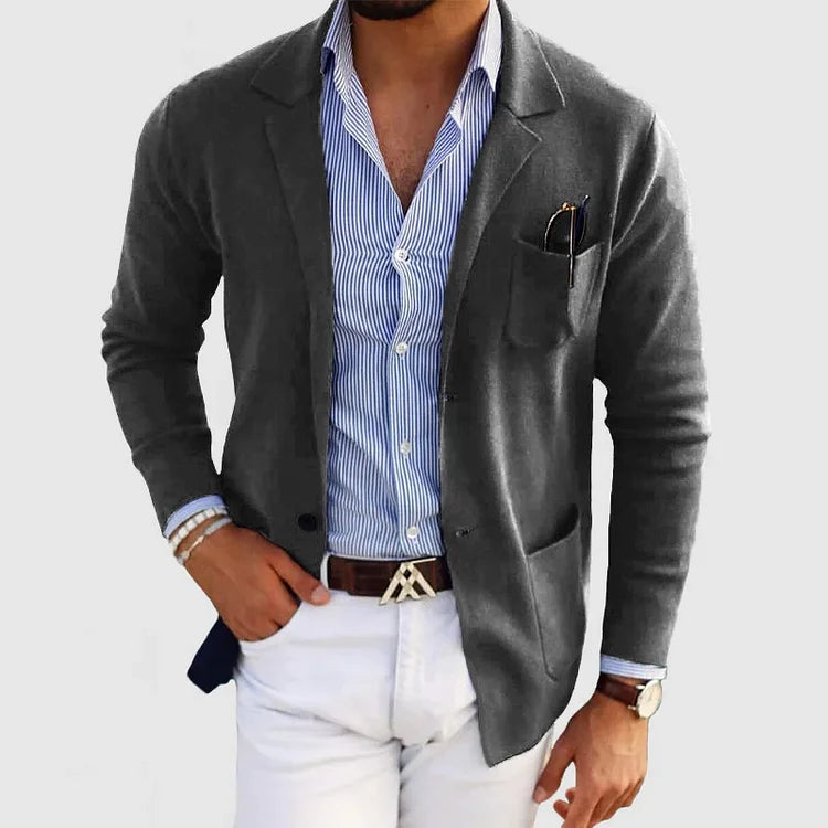 Men’s Open-Front Casual Jacket with Chest Pocket Detail