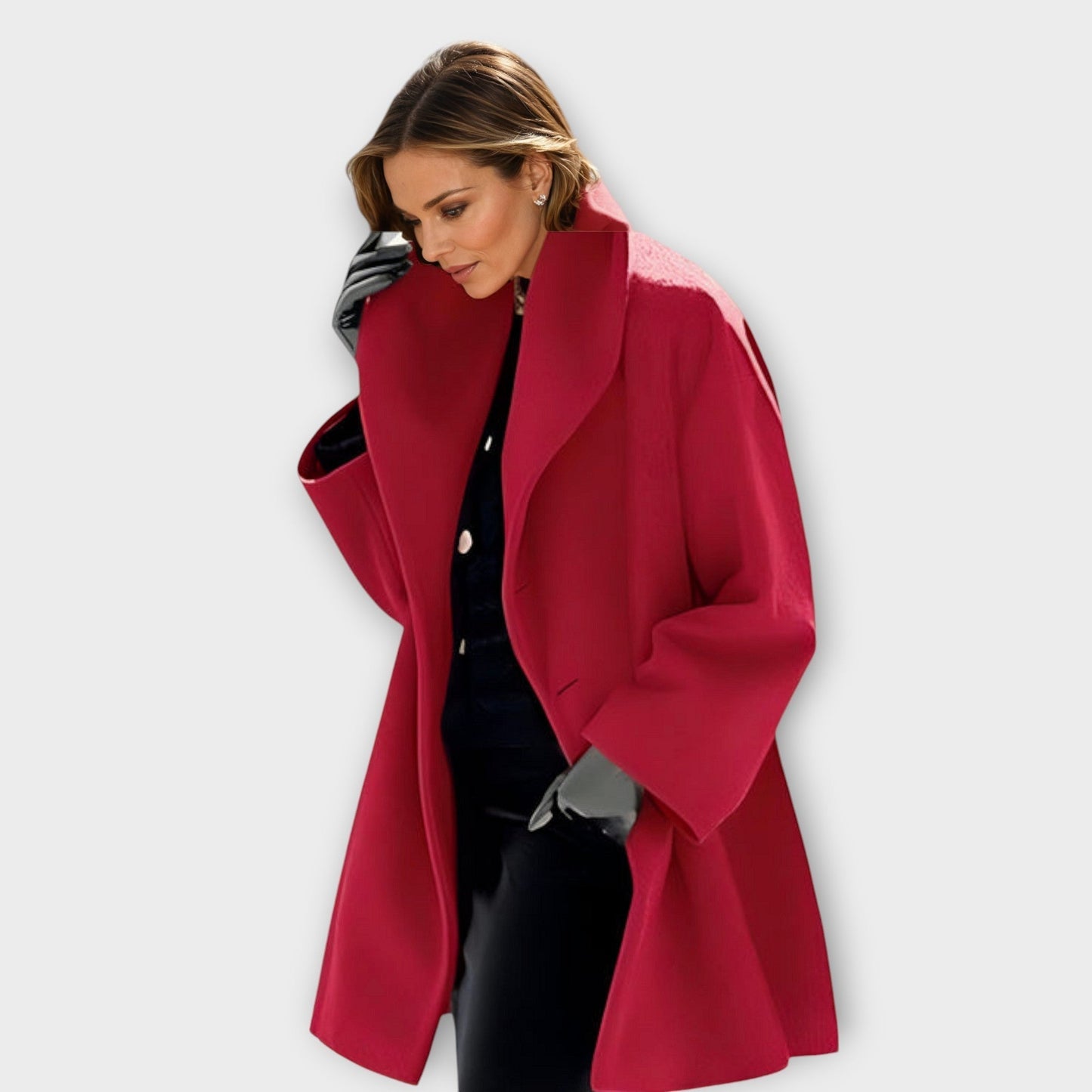 Women’s Oversized Open-Front Coat with Wide Collar and Side Pockets