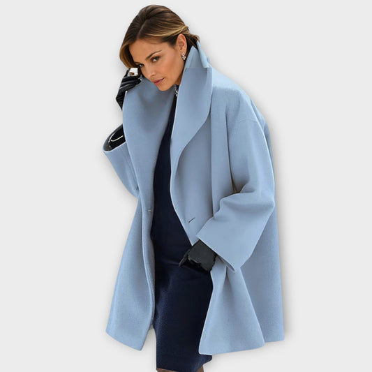 Women’s Oversized Open-Front Coat with Wide Collar and Side Pockets