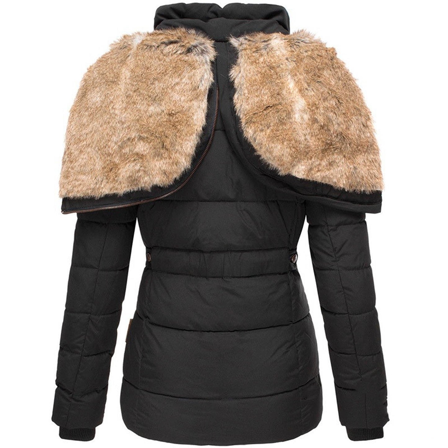 Women’s Quilted Jacket with Hood and Faux Trim Detailing