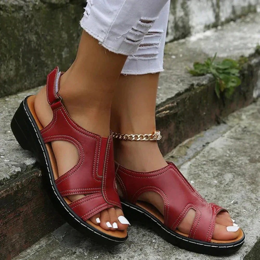 Women’s Low-Wedge Open-Toe Sandals with Cut-Out Detailing